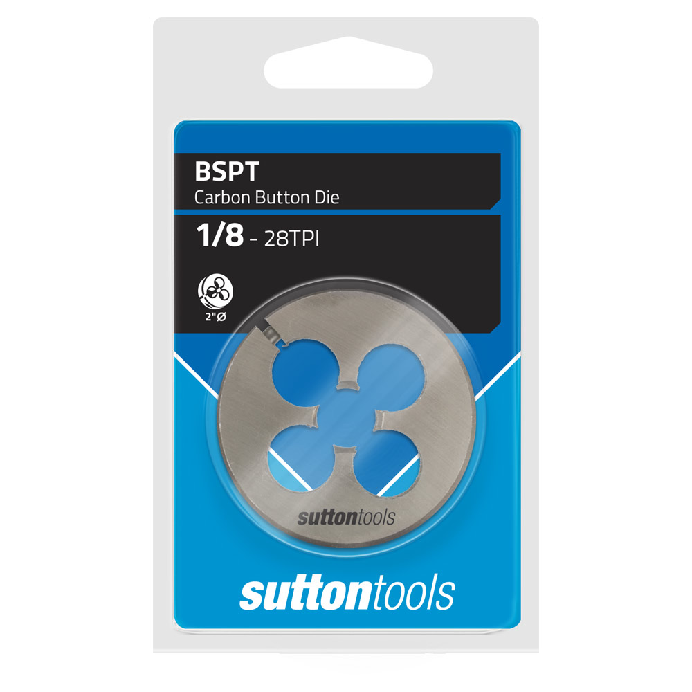 BUTTON DIE CARDED CHROME BSPT 1/2 X 2 INCH O.D - SUTTON 